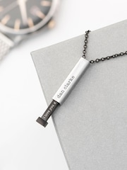 Treat Republic Mens Personalised Square Hidden Message Necklace - Image 1 of 5