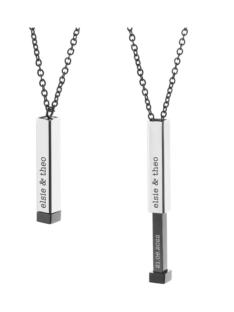 Treat Republic Mens Personalised Square Hidden Message Necklace - Image 5 of 5