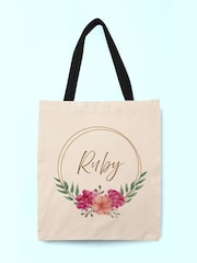 Treat Republic Personalised Floral Print Wreath Tote Bag - Image 1 of 2