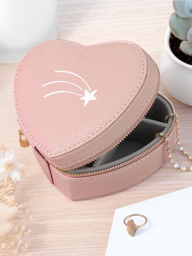 Treat Republic Customisable Icon Pink Heart Jewellery Case Shooting Star - Image 1 of 4