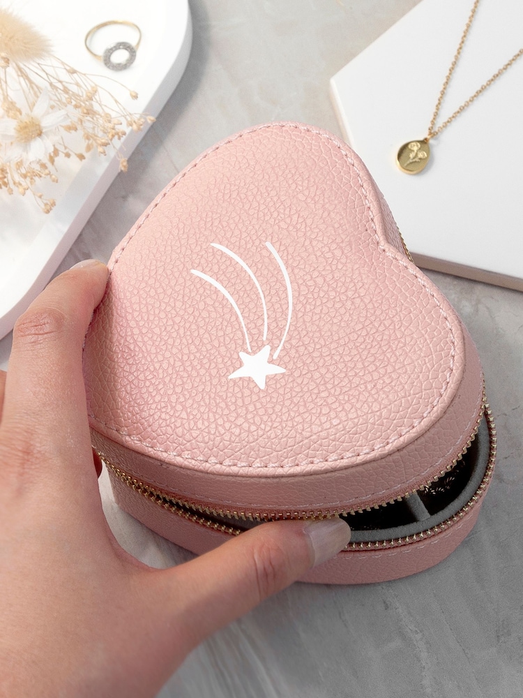 Treat Republic Customisable Icon Pink Heart Jewellery Case Shooting Star - Image 2 of 4