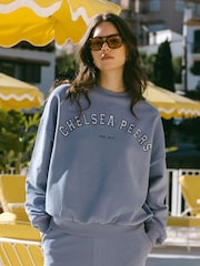 Синий - Chelsea Peers 100% Cotton Embroidered Logo Sweatshirt - Image 2 of 5