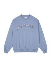Синий - Chelsea Peers 100% Cotton Embroidered Logo Sweatshirt - Image 4 of 5
