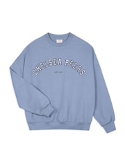 Синий - Chelsea Peers 100% Cotton Embroidered Logo Sweatshirt - Image 5 of 5