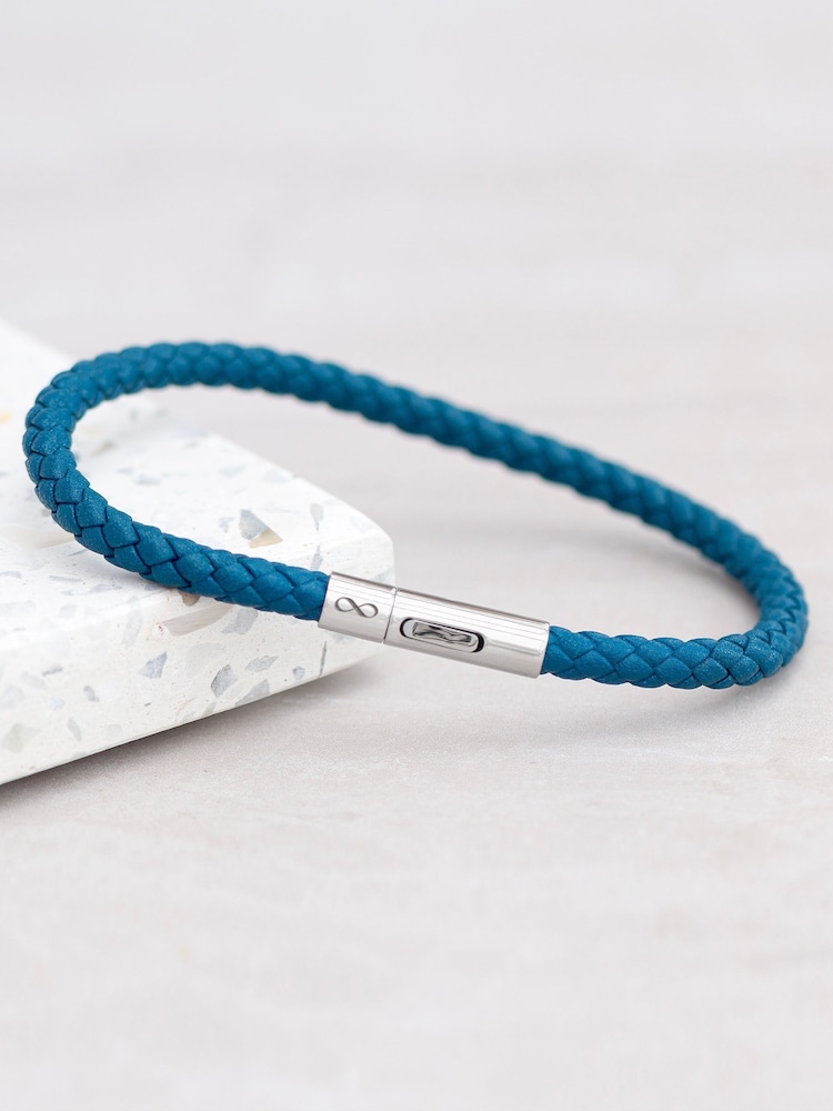 Treat Republic Mens Personalised Infinity Capsule Leather Bracelet - Image 1 of 5