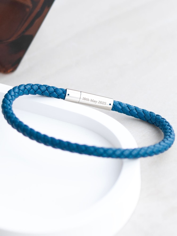 Treat Republic Mens Personalised Infinity Capsule Leather Bracelet - Image 2 of 5