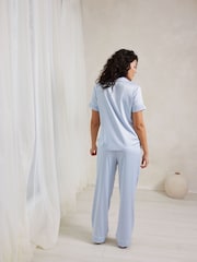 Chelsea Peers Satin Lace Trim Short Sleeve Long Pyjamas Set - صورة 2 من 5