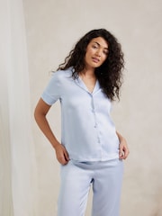 Chelsea Peers Satin Lace Trim Short Sleeve Long Pyjamas Set - صورة 4 من 5