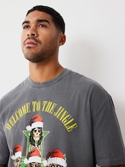 Charcoal Grey Wash Guns N Roses Christmas Graphic Print T-Shirt - Image 4 of 7