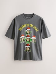 Charcoal Grey Wash Guns N Roses Christmas Graphic Print T-Shirt - Image 5 of 7