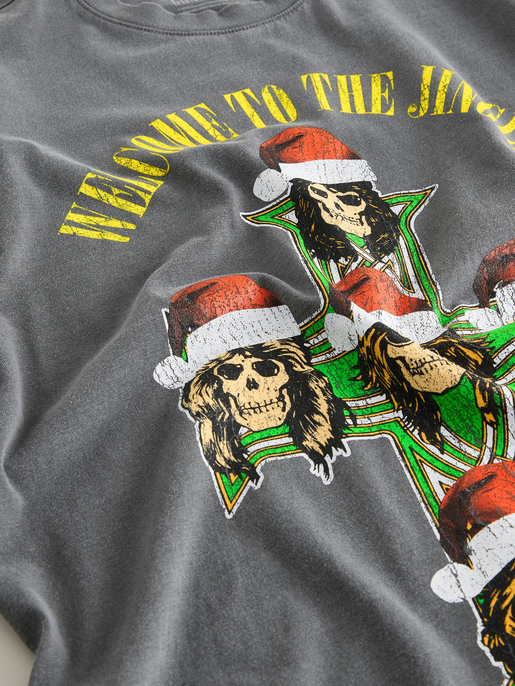 Buy Charcoal Grey Wash Guns N Roses Christmas Graphic Print T