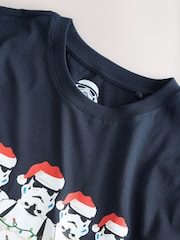 Navy Stormtrooper Regular Fit Christmas Graphic Print T-Shirt - Image 2 of 4