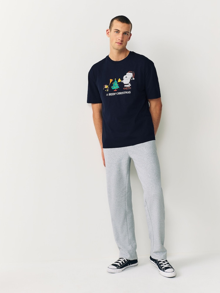 Navy Snoopy Regular Fit Christmas Graphic Print T-Shirt - Image 2 of 7 Navy Snoopy Regular Fit Christmas Graphic Print T-Shirt - Image 2 of 7
