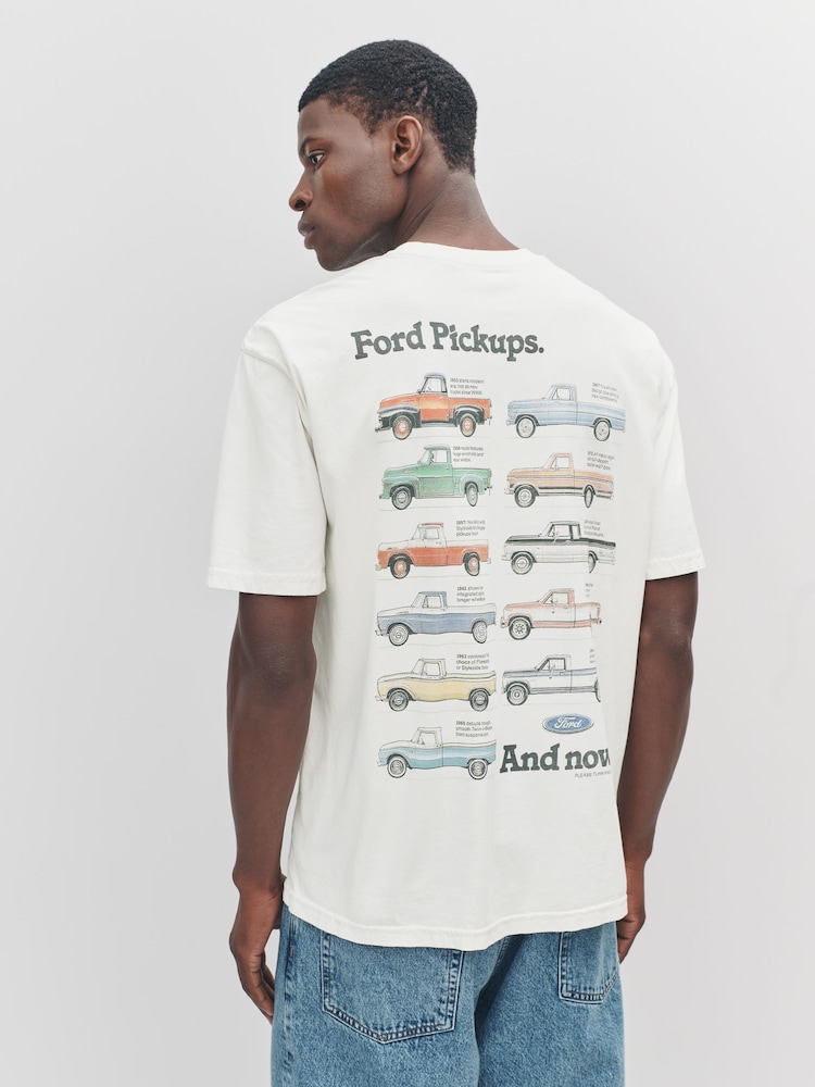 Ecru White Ford Bronco Licence Graphic 100% Cotton T-Shirt - Image 1 of 10 Ecru White Ford Bronco Licence Graphic 100% Cotton T-Shirt - Image 1 of 10
