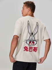 White Bugs Bunny Looney Tunes Licence Graphic Print T-Shirt - Image 1 of 9