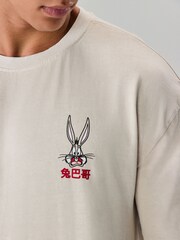 White Bugs Bunny Looney Tunes Licence Graphic Print T-Shirt - Image 4 of 9