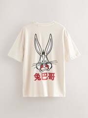 White Bugs Bunny Looney Tunes Licence Graphic Print T-Shirt - Image 6 of 9