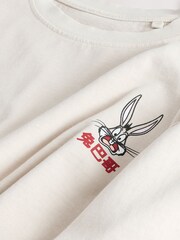 White Bugs Bunny Looney Tunes Licence Graphic Print T-Shirt - Image 8 of 9