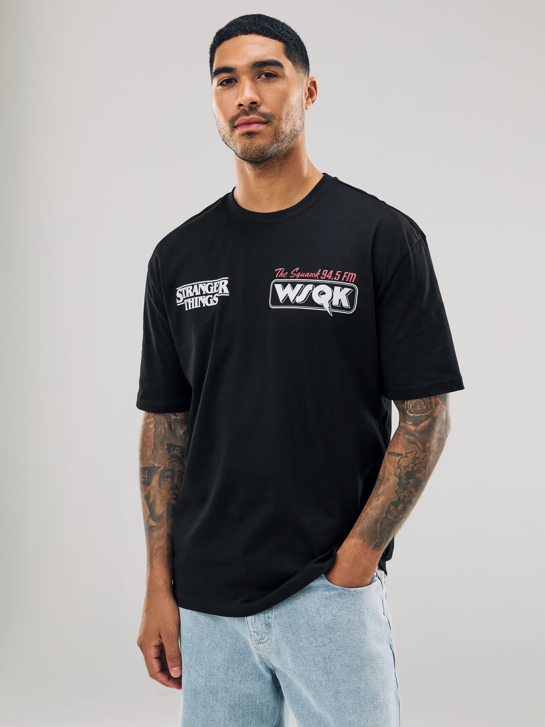 Buy Black Stranger Things Graphic Print T-Shirt from Next USA