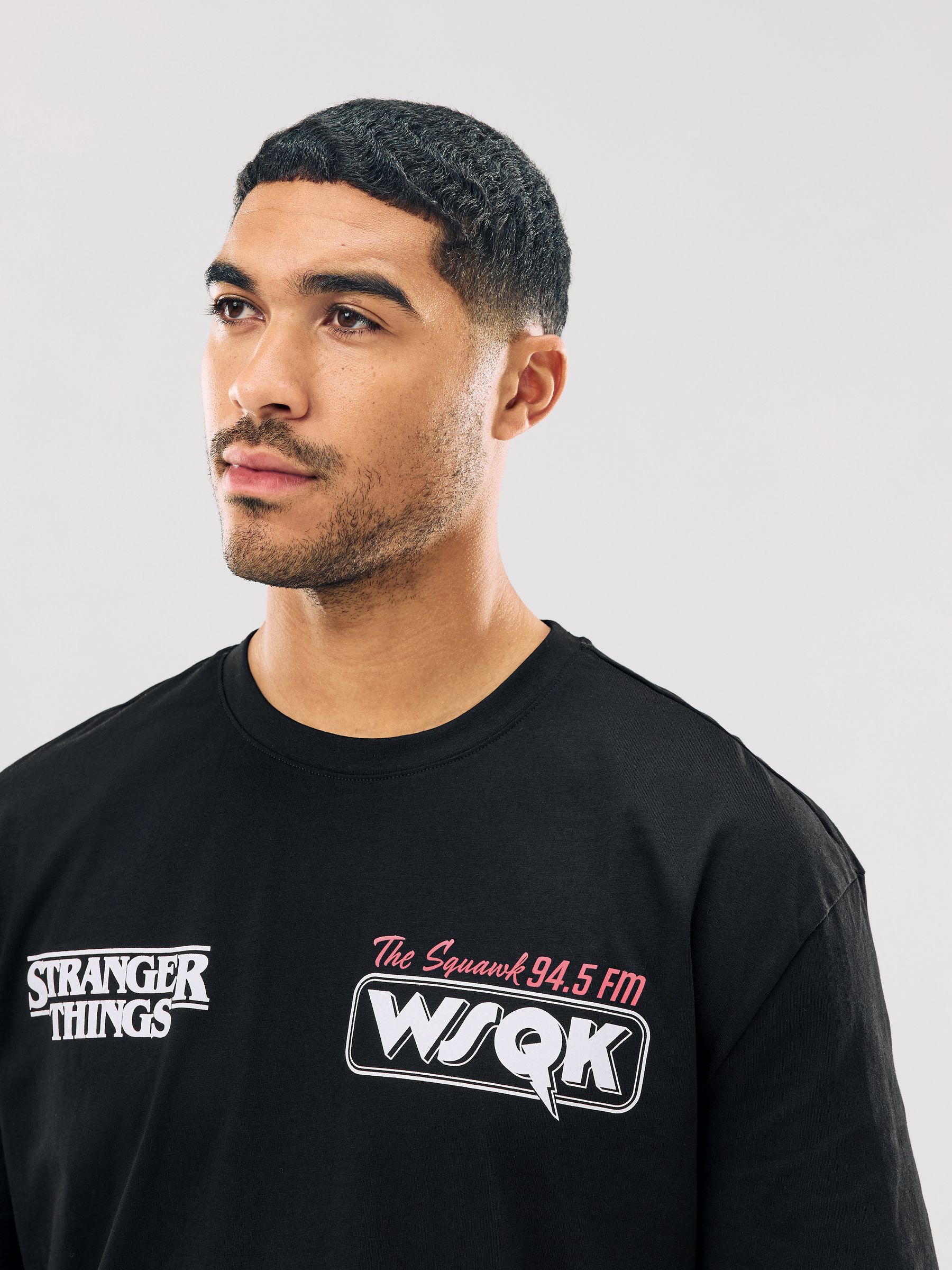 Buy Black Stranger Things Graphic Print T-Shirt from Next USA