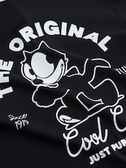 Black Felix the Cat Relaxed Fit Christmas Graphic Print T-Shirt - Image 9 of 10