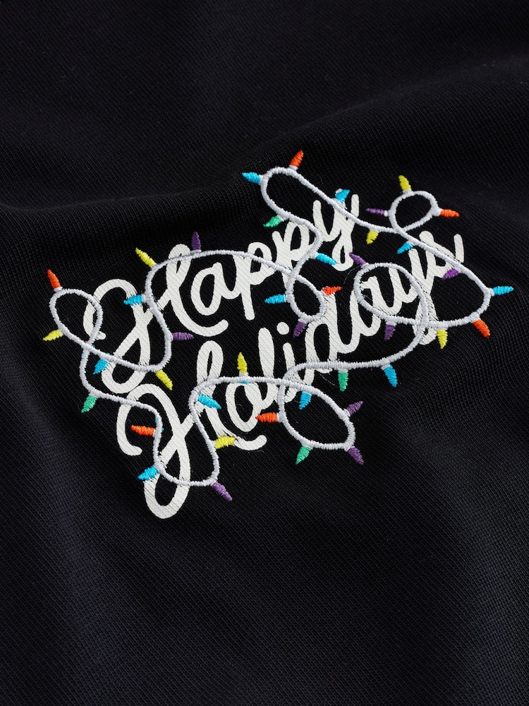 Black Text Relaxed Fit Christmas T-Shirt - Image 2 of 3