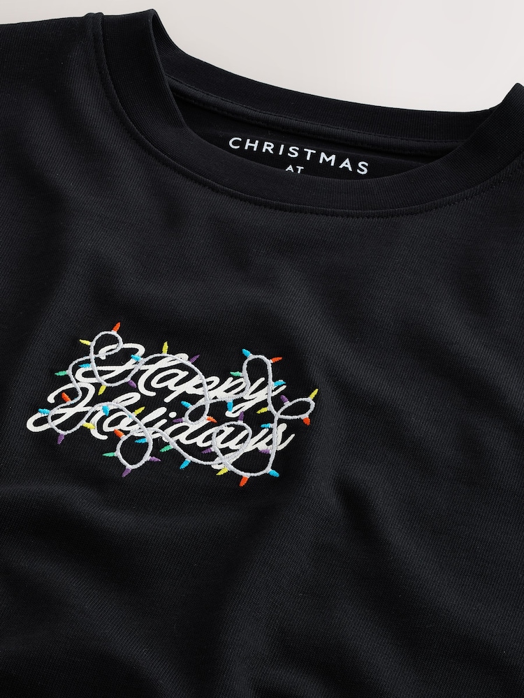 Black Text Relaxed Fit Christmas T-Shirt - Image 3 of 3 Black Text Relaxed Fit Christmas T-Shirt - Image 3 of 3