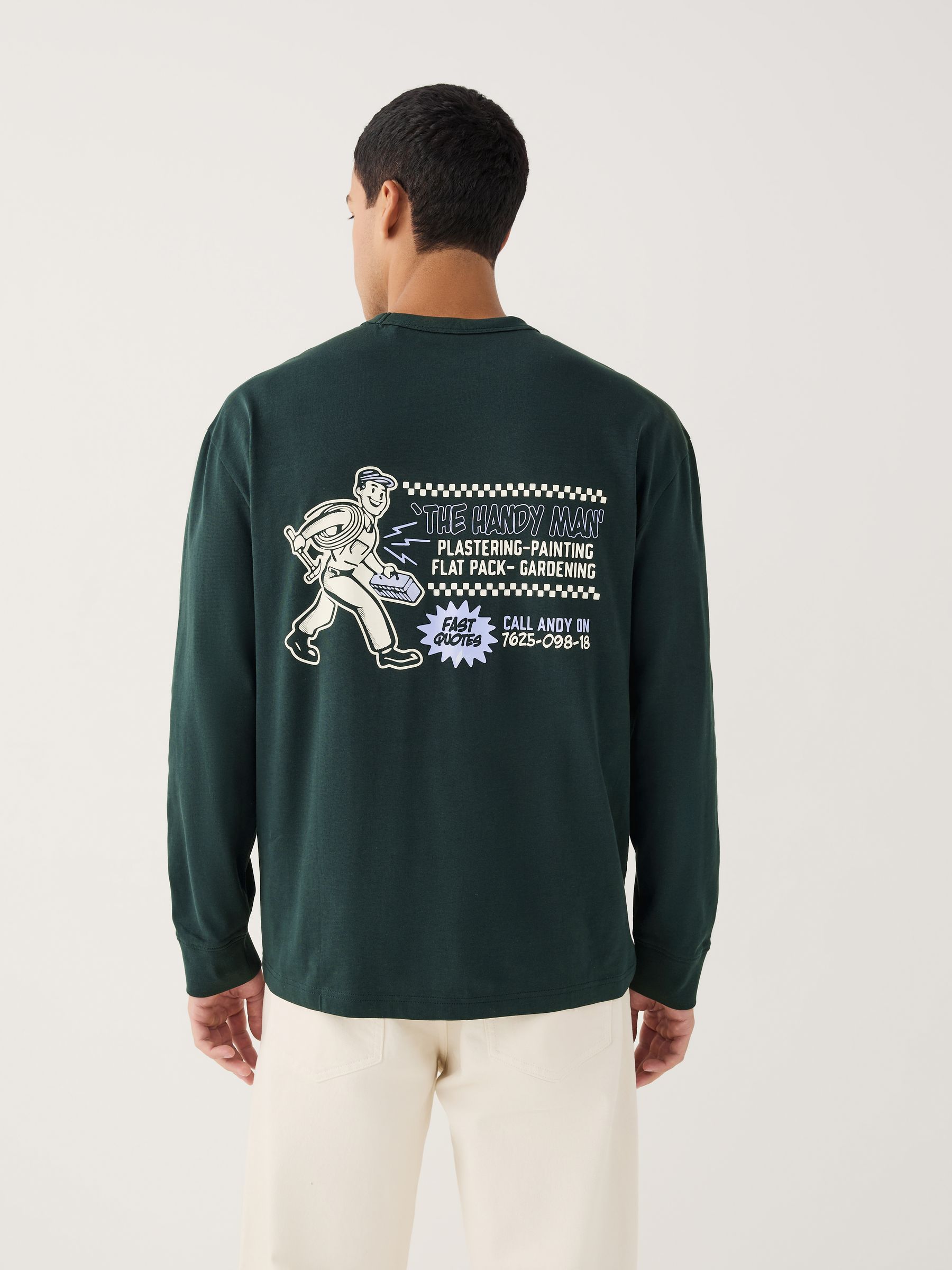 トップス Y-3 Mint 20AW Wool Long Shirt Logo Print Buy Green Relaxed Fit Long Sleeve Graphic T-Shirt from the Next UK