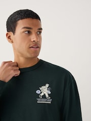 Green Relaxed Fit Long Sleeve Graphic T-Shirt - Image 5 of 9