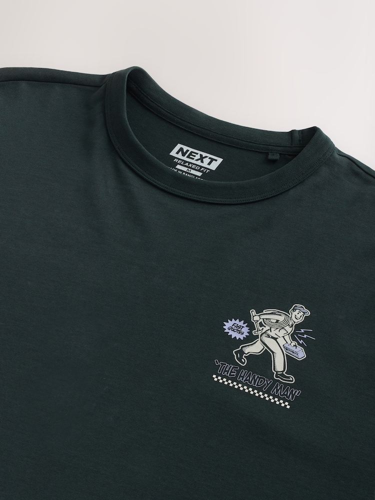 Green Relaxed Fit Long Sleeve Graphic T-Shirt - Image 9 of 9