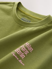 Green/Pink Relaxed Fit Graphic Print Heavy Weight T-Shirt - Image 4 of 4