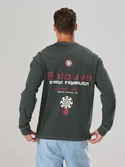 Black Relaxed Fit Long Sleeve Graphic T-Shirt - Image 1 of 5