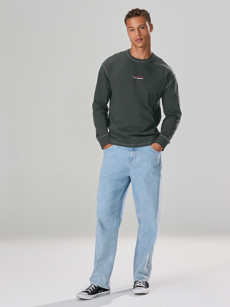 Black Relaxed Fit Long Sleeve Graphic T-Shirt - Image 2 of 5