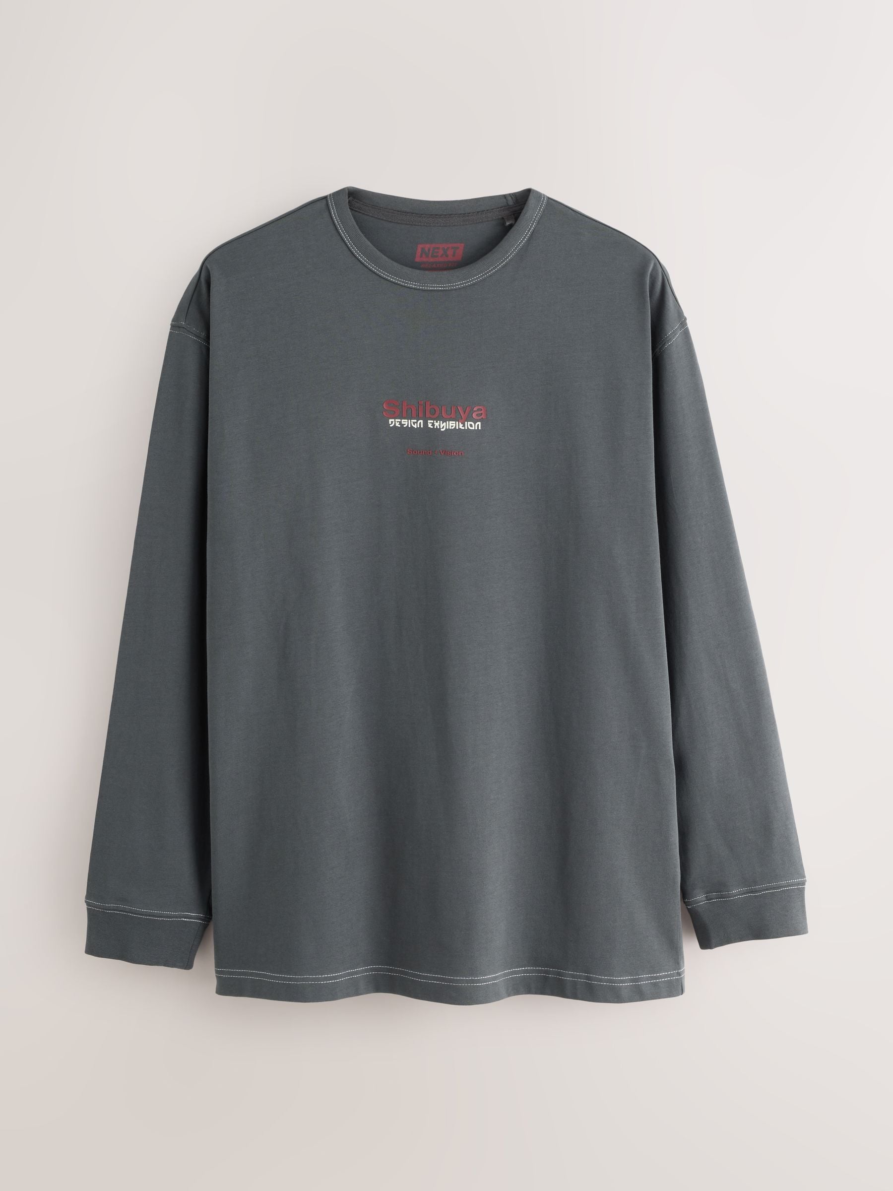 Buy Black Relaxed Fit Long Sleeve Graphic T-Shirt from Next Romania