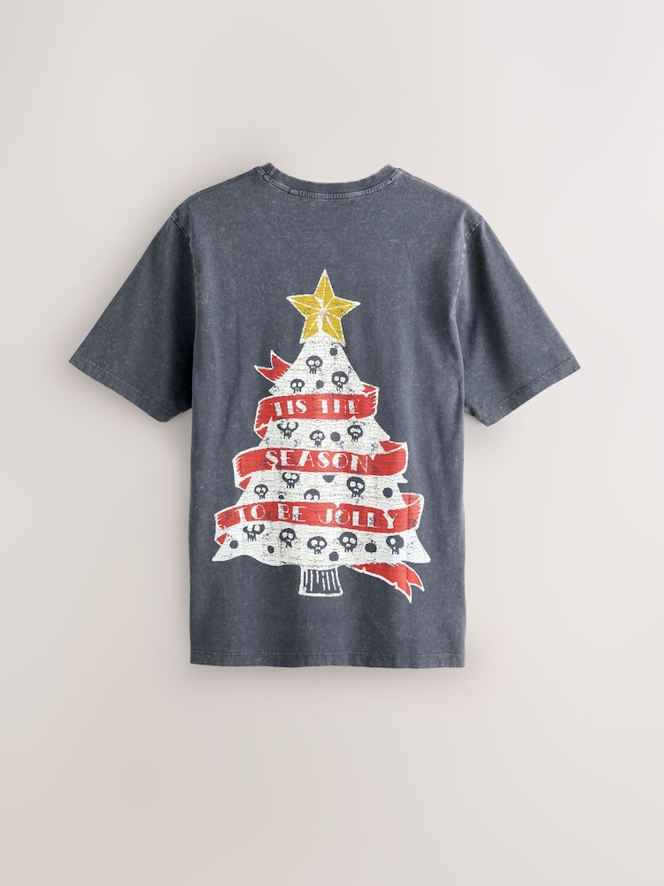 Charcoal Grey Regular Fit Christmas T-Shirt - Image 2 of 5 Charcoal Grey Regular Fit Christmas T-Shirt - Image 2 of 5