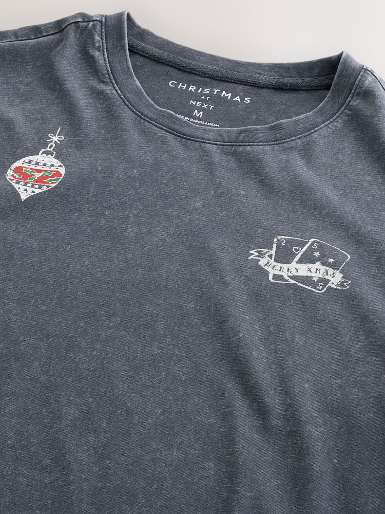 Charcoal Grey Regular Fit Christmas T-Shirt - Image 5 of 5 Charcoal Grey Regular Fit Christmas T-Shirt - Image 5 of 5