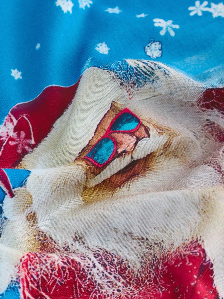 Blue Skiing Santa Regular Fit Christmas T-Shirt - Image 2 of 3