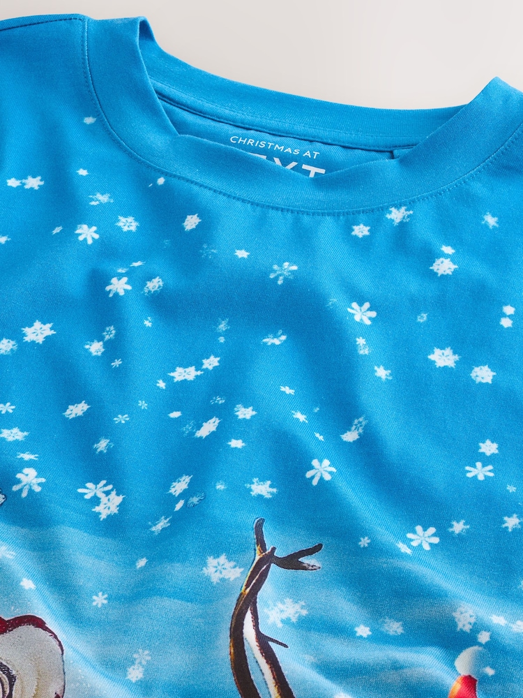 Blue Skiing Santa Regular Fit Christmas T-Shirt - Image 3 of 3 Blue Skiing Santa Regular Fit Christmas T-Shirt - Image 3 of 3