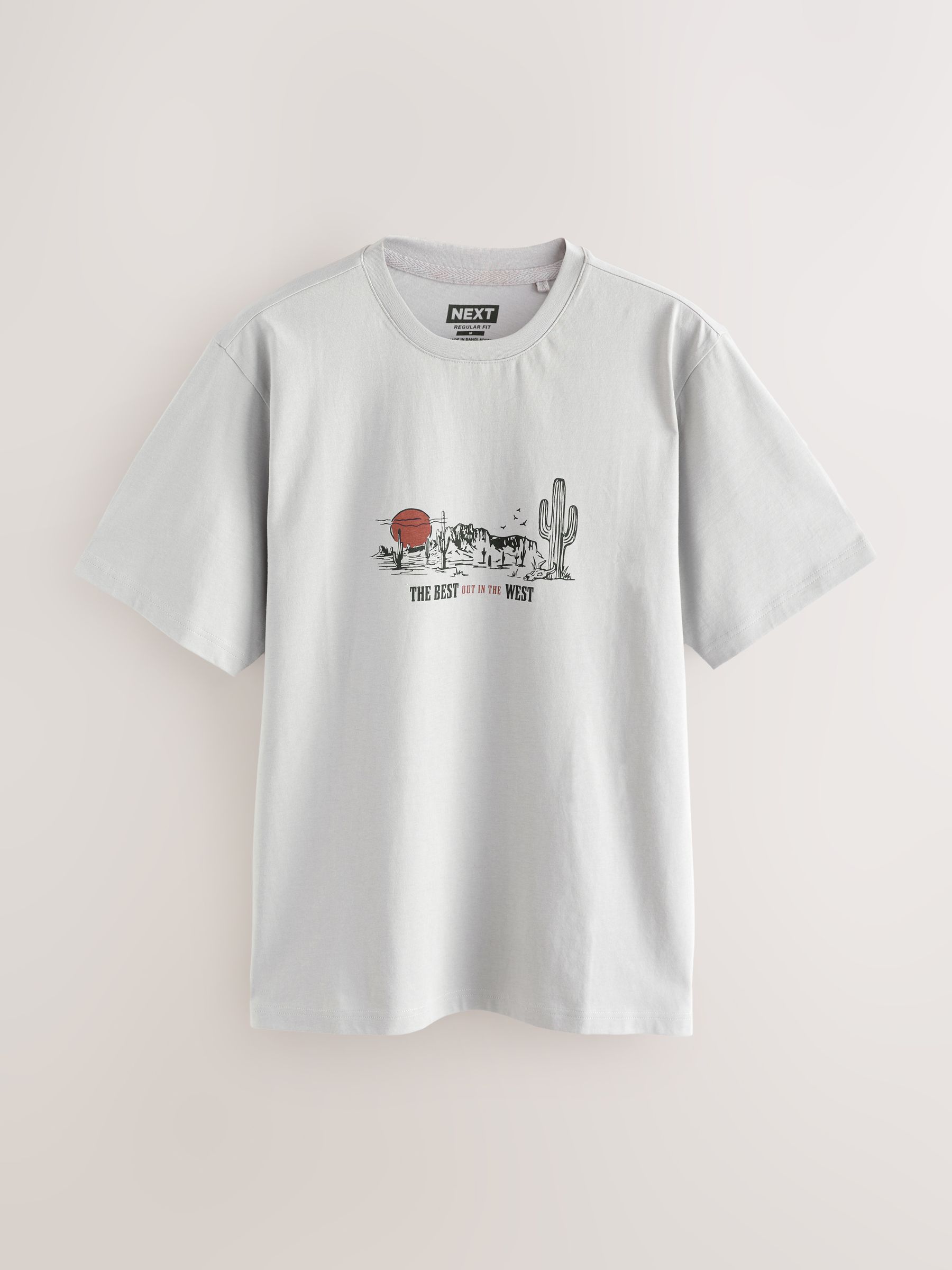 Buy White/Grey/Rust Red Regular Fit Graphic Print T-Shirts 3 Pack