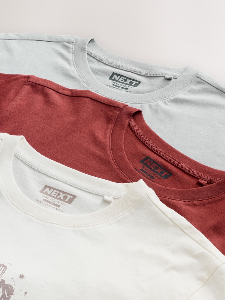 Black/White/Rust Graphic Print T-Shirts 3 Pack - Image 9 of 9 Black/White/Rust Graphic Print T-Shirts 3 Pack - Image 9 of 9