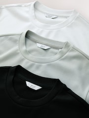 Black/White/Grey Embroidered Slim Fit Graphic Print T-Shirts 3 Pack - Image 8 of 9