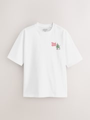 Tira em quadrinhos branca - Ajuste descontraído - Camiseta de Natal - Imagem 1 de 4