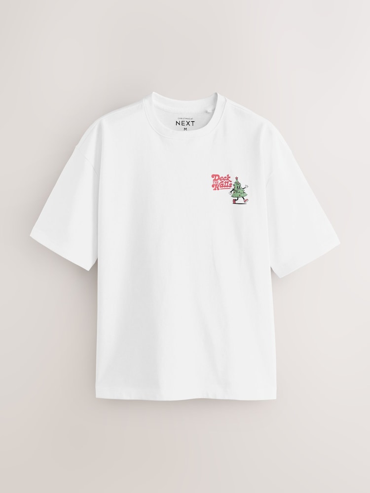 Tira em quadrinhos branca - Ajuste descontraído - Camiseta de Natal - Imagem 1 de 4