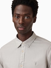 AllSaints Grey Hawthorne Long Sleeve Shirt - Image 2 of 8