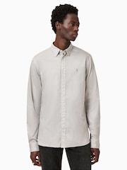 AllSaints Grey Hawthorne Long Sleeve Shirt - Image 4 of 8
