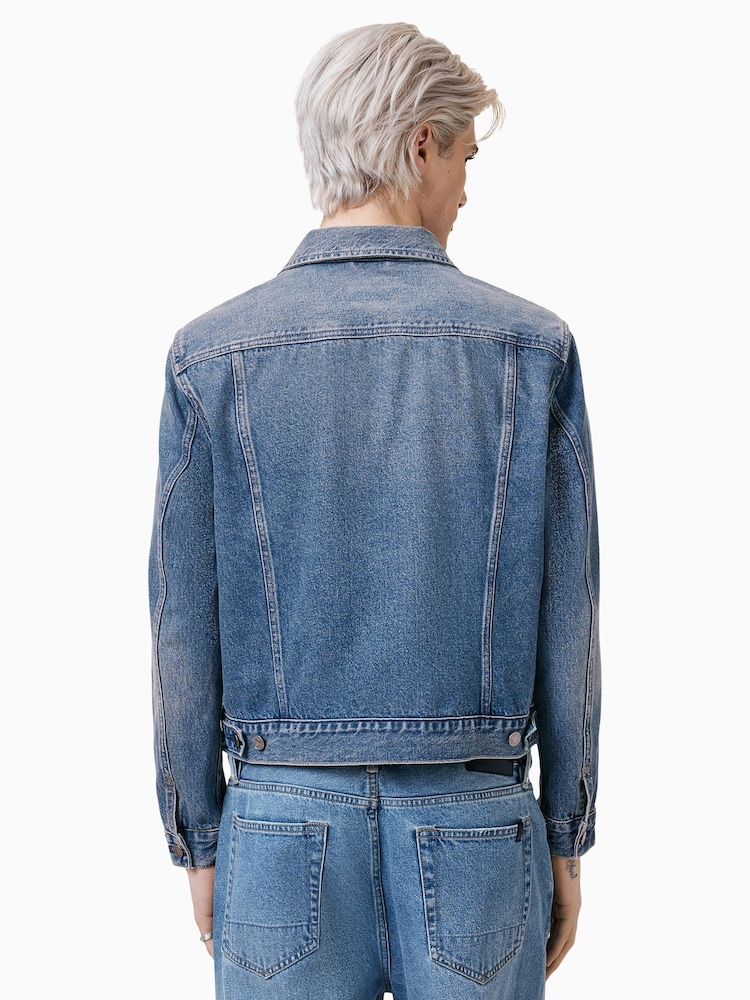 AllSaints Blue Exile 100% Cotton Jacket - Image 6 of 7