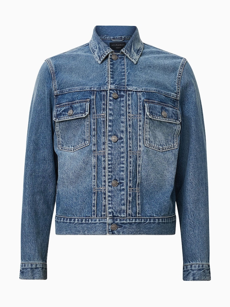 AllSaints Blue Exile 100% Cotton Jacket - Image 7 of 7