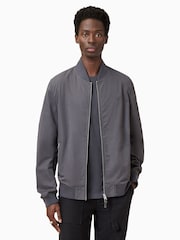 AllSaints Grey Bassett Bomber Jacket - Image 1 of 9