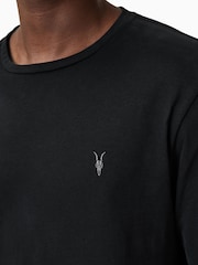 AllSaints Black Brace Long Sleeve Crew Neck 100% Organic Cotton T-Shirt - Image 2 of 6