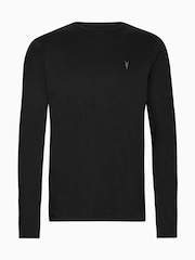 AllSaints Black Brace Long Sleeve Crew Neck 100% Organic Cotton T-Shirt - Image 6 of 6